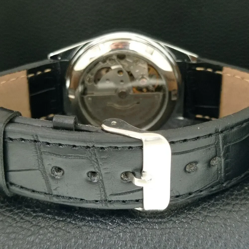Vintage 1972 Citizen Automatic Mens Silver Watch W/daydate & Red accents